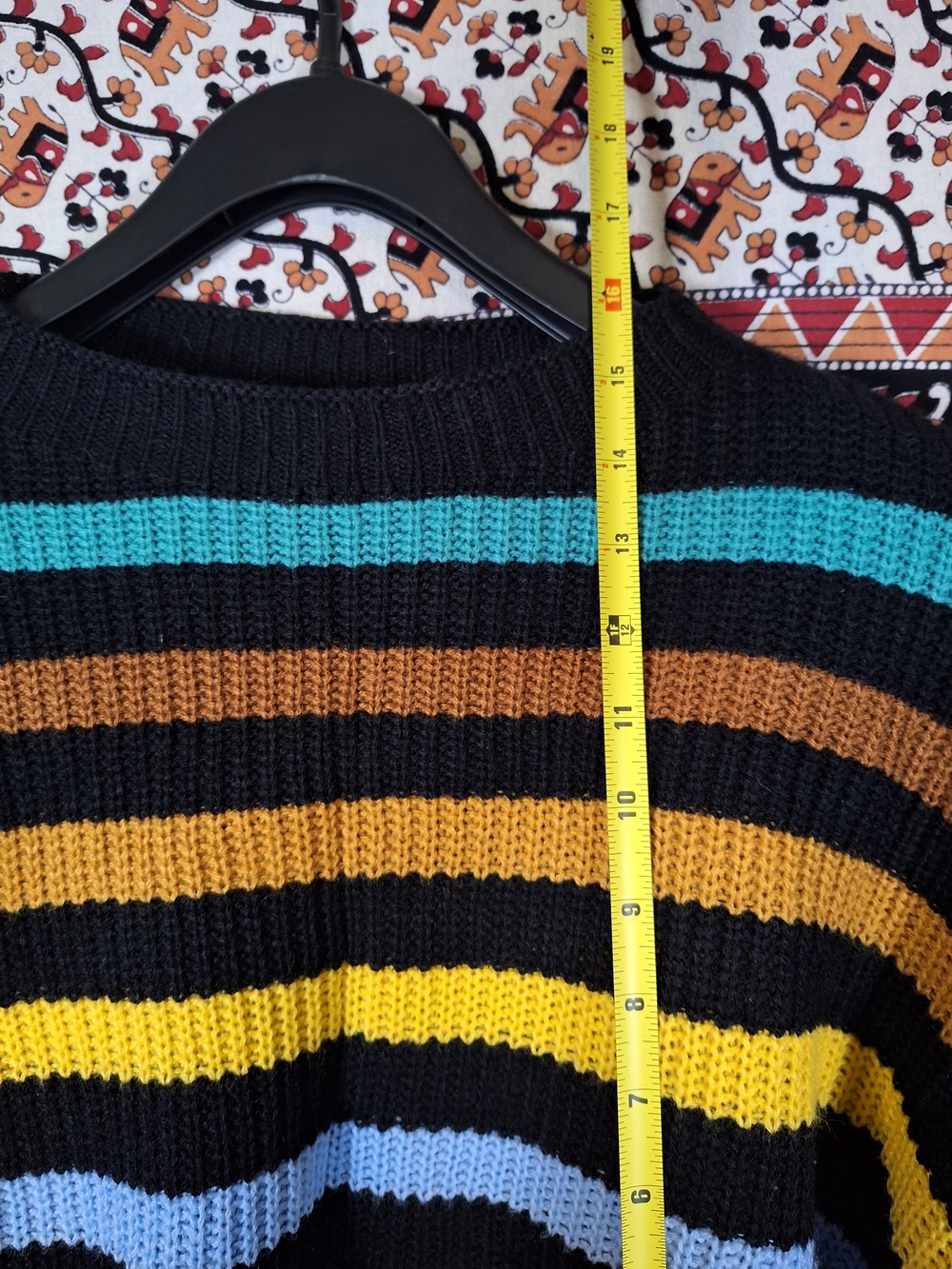 SOLD Shein Rainbow Stripe Knit Cropped Drop Shoulder Sweater - Picture 7 of 8